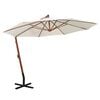 vidaXL Hanging Garden Parasol 350 cm Wooden Pole White