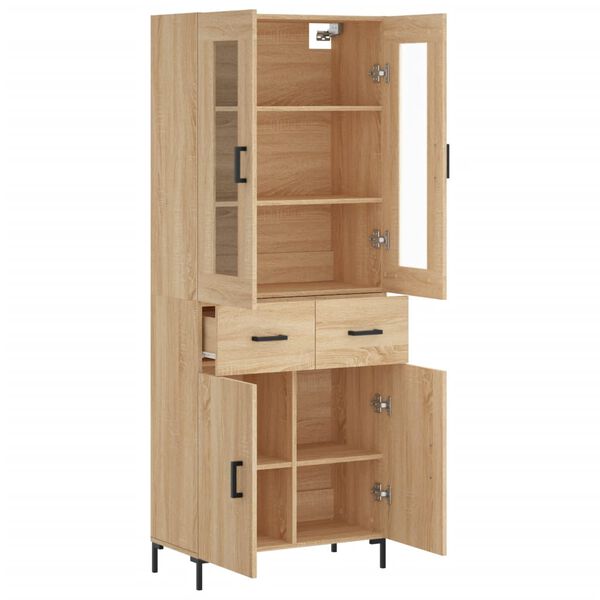 vidaXL Highboard Sonoma Oak 69.5x34x180 cm Engineered Wood