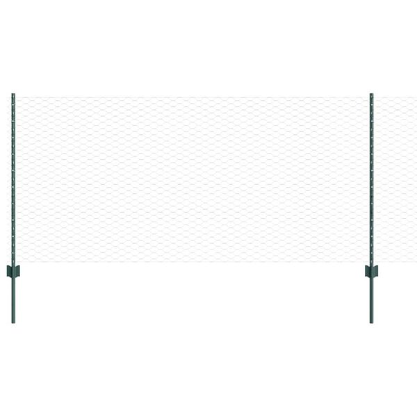 vidaXL Fence with Post Green 1 x 25 m Steel
