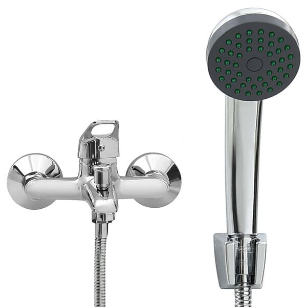 vidaXL Bathtub Shower Mixer with Hand Shower and Hose Tap Set Chrome