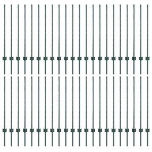 vidaXL Embedded Fence Post 44 pcs Green 140 cm Powder-Coated Steel
