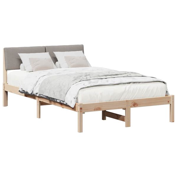 vidaXL Bed frame Brown and taupe 120 x 190 cm Solid pine wood