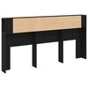 vidaXL Headboard Cabinet with Storage Black oak 200 x 18,5 x 104,5 cm