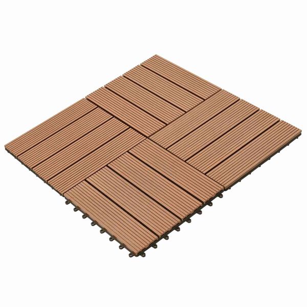 vidaXL Decking Tile 11 pcs Brown 30 x 30 cm WPC