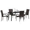 vidaXL Garden Dining Set 5 pcs Brown Powder-Coated Steel