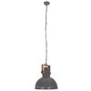 vidaXL Industrial Hanging Lamp 25 W Grey Round Mango Wood 42 cm E27