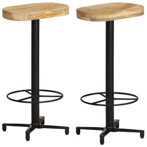 vidaXL Bar Stool | Set of 2 | Natural Wood, Black