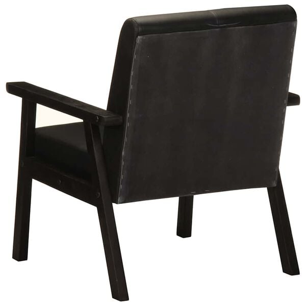 vidaXL Armchair Black Real Leather