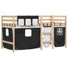 vidaXL Kids' Loft Bed with Curtains without Mattress White&Black 90x200 cm