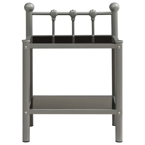 vidaXL Bedside Cabinets 2 pcs Grey and Black Metal and Glass