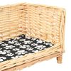 vidaXL Dog Basket with Cushion 90x54x35 cm Natural Willow