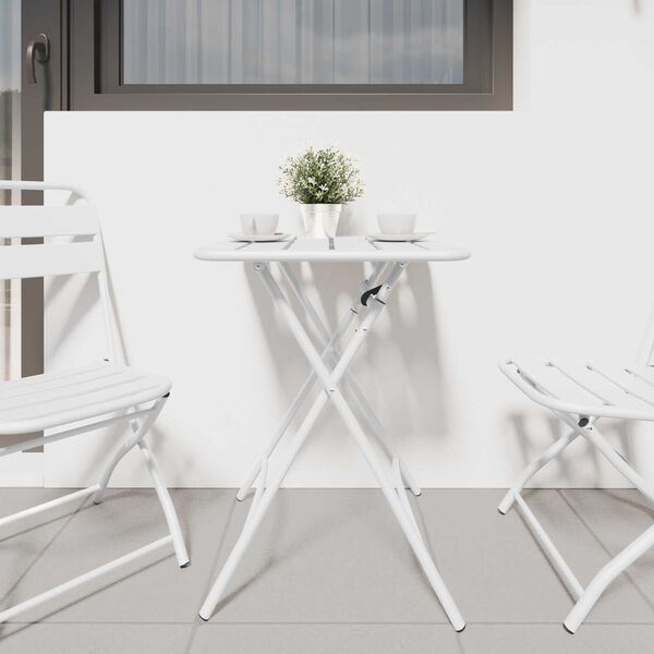 vidaXL Garden Table Folding White 55 x 55 x 73 cm Powder-coated Steel