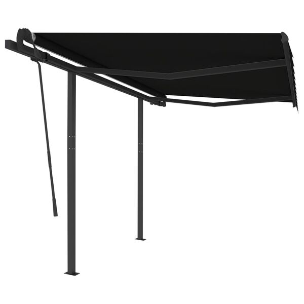 vidaXL Manual Retractable Awning with Posts 3x2.5 m Anthracite