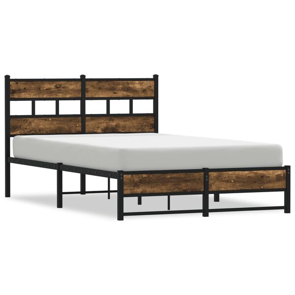 vidaXL Metal Bed Frame without Mattress Smoked Oak 120x200 cm