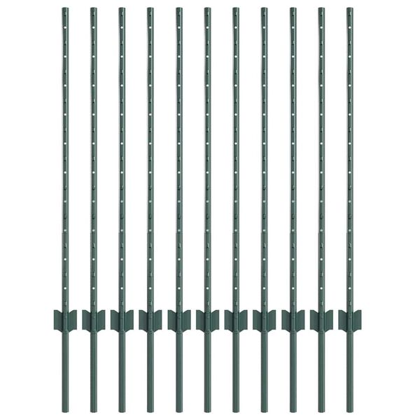 vidaXL Fence Post 11 pcs Green 100 cm Steel