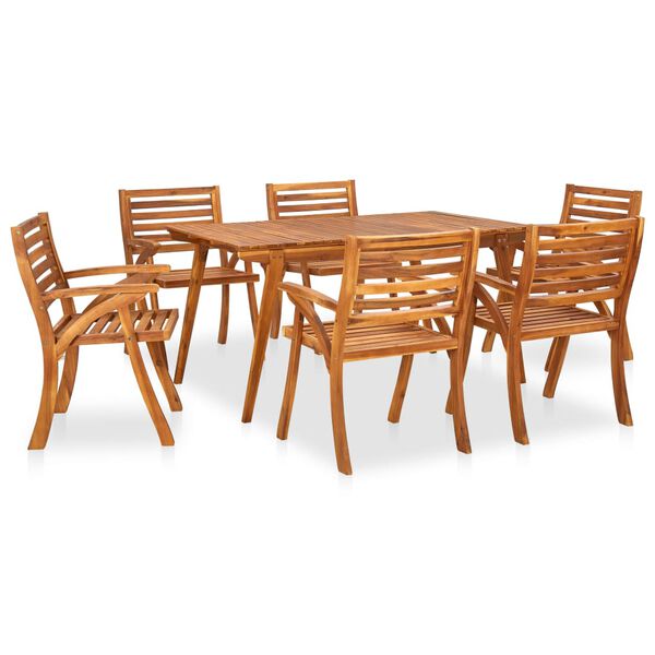 vidaXL 7 Piece Garden Dining Set 150x90 cm Solid Acacia Wood