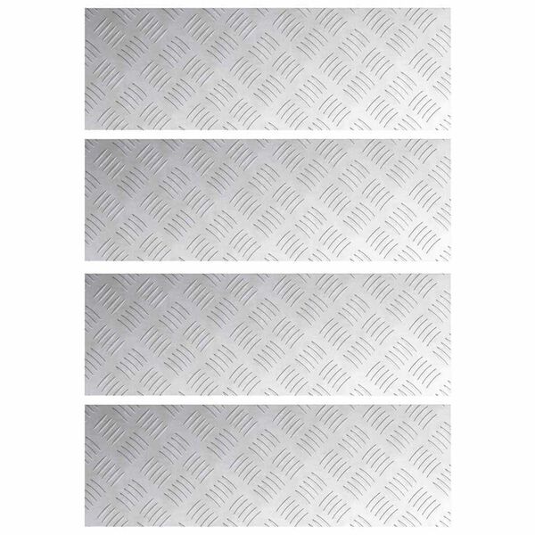 vidaXL Stair Tread Rectangular 4 pcs Silver 60 x 20 cm Aluminium