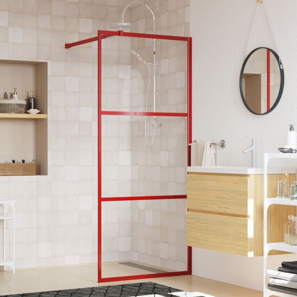 vidaXL Walk-in Shower Wall with Clear ESG Glass Red 90x195 cm