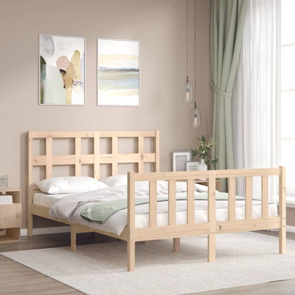 vidaXL Bed Frame without Mattress Small Double Solid Wood Pine