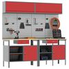 vidaXL Work Bench Set with Drawer 8 pcs Red 200 x 55 x 200 cm Steel