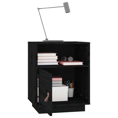 vidaXL Bedside Cabinet Black 40x34x55 cm Solid Wood Pine