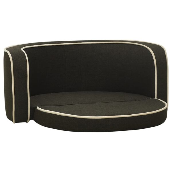 vidaXL Foldable Dog Sofa Dark Grey 76x71x30 cm Linen Washable Cushion