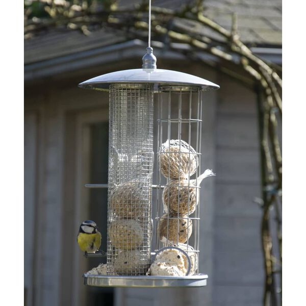 dobar 3-Chamber Bird Feeder Silver