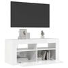 vidaXL TV Cabinet with LED Lights High Gloss White 90x35x40 cm