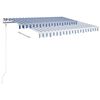 vidaXL Manual Retractable Awning with Posts 3x2.5 m Blue and White