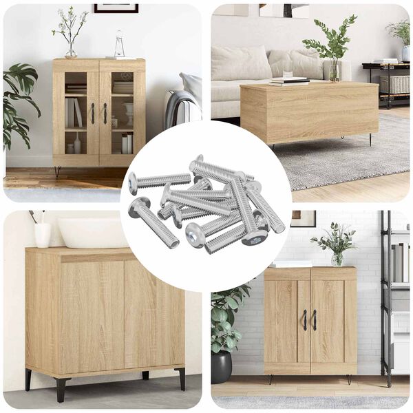 vidaXL Lock Screw Plain 12 pcs Silver M6 x 30 mm Steel