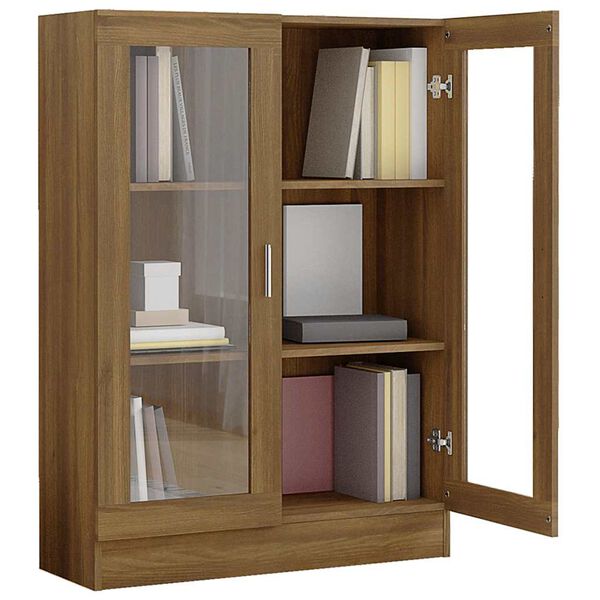 vidaXL Vitrine Cabinet Brown Oak 82.5x30.5x115 cm Engineered Wood