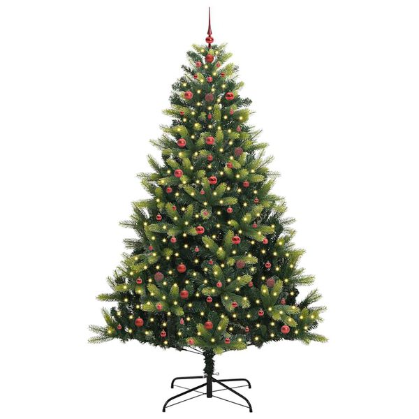 vidaXL Artificial Hinged Christmas Tree 300 LEDs Green 240 cm