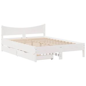 vidaXL Bed Frame with Drawers White 140x190 cm Solid Wood Pine