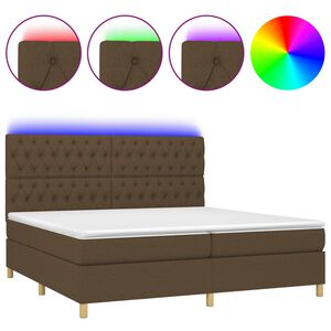 vidaXL Box Spring Bed with Mattress&LED Dark Brown 200x200 cm Fabric
