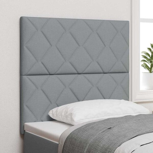 vidaXL Headboard with LED Strip Lights Light Grey 100 cm Fabric