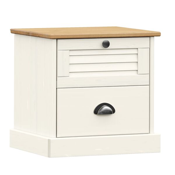 vidaXL Bedside Cabinet VIGO White 42x35x42 cm Solid Wood Pine
