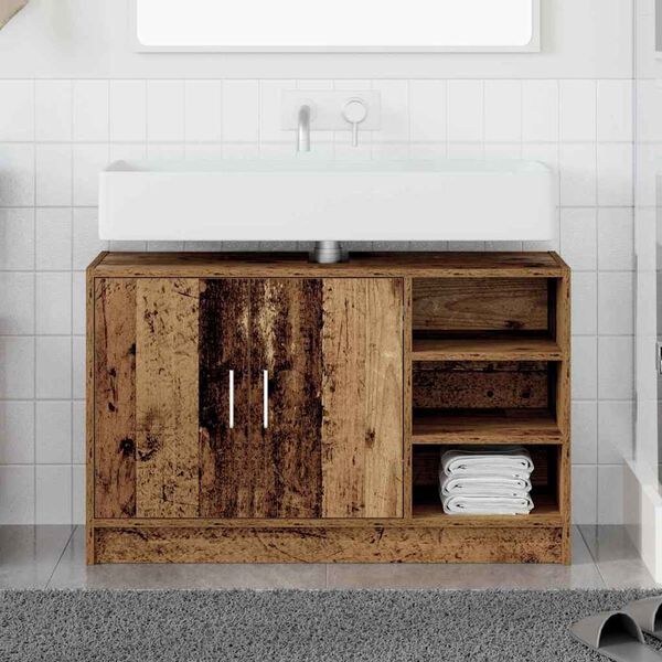 vidaXL Bathroom Cabinet Old Wood 90 x 29 x 55 cm Engineered wood