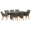 vidaXL Garden Dining Set with Cushion 9 pcs Grey Poly Rattan