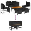 vidaXL Garden Sofa Set 6 pcs Black Poly Rattan