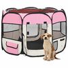 vidaXL Foldable Dog Playpen with Carrying Bag Pink 90x90x58 cm
