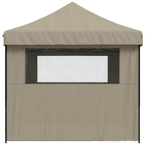 vidaXL Foldable Party Tent Pop-Up with 4 Sidewalls Taupe