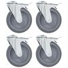 vidaXL Bolt Hole Swivel Casters with Double Brakes 4 pcs 125 mm