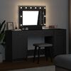 vidaXL Dressing Table with Mirror Lights 3 pcs Black Engineered Wood
