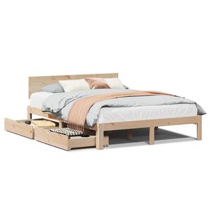 vidaXL Bed Frame with Drawers without Mattress 135x190 cm Double