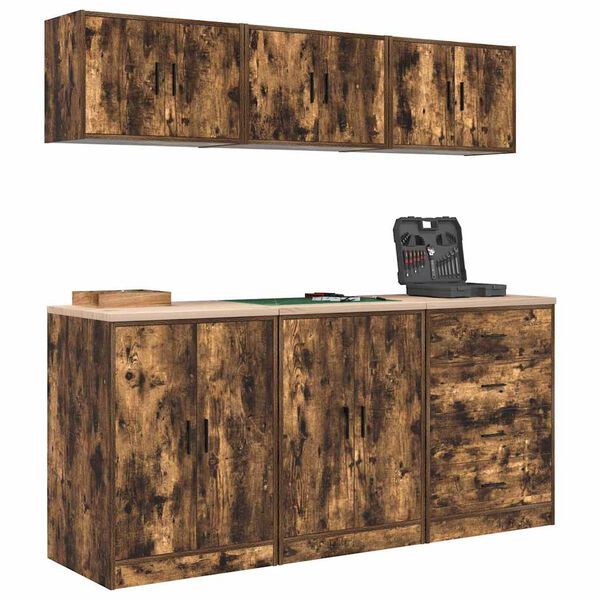 vidaXL Garage Cabinets 6 pcs Smoked Oak Engineered Wood