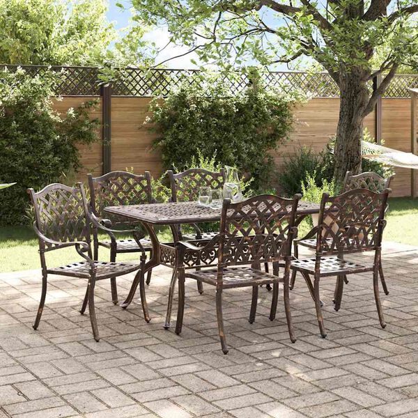 vidaXL Garden Dining Set 7 pcs Bronze Aluminium