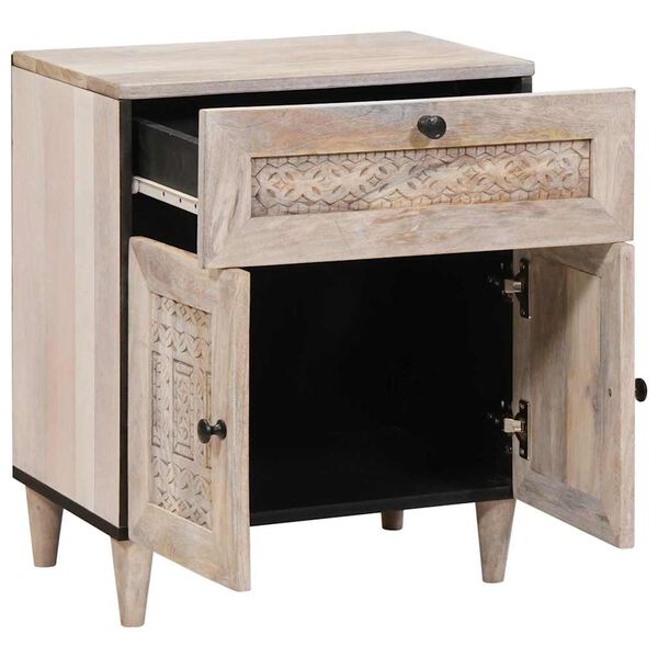 vidaXL Bedside Cabinet Beige 50 x 33 x 60 cm Solid Acacia wood