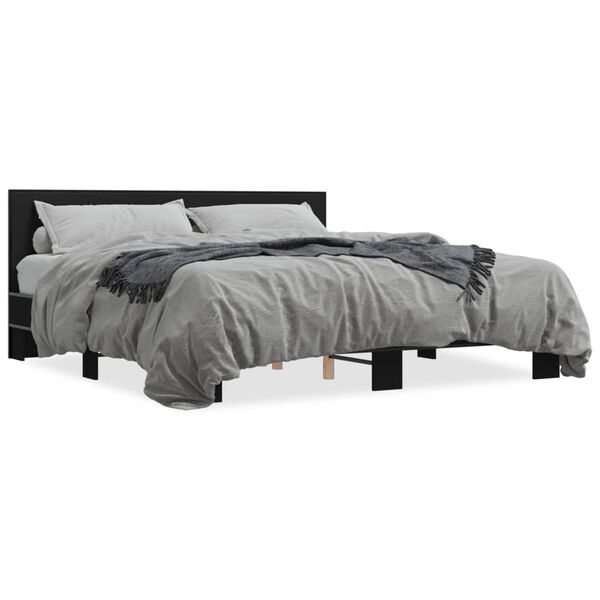vidaXL Bed Frame without Mattress Black 180x200 cm Super King