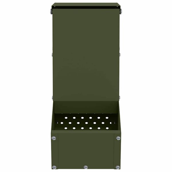 vidaXL Rabbit Feeder Olive Green 12.5 x 26 x 28.5 cm Cold-Rolled Steel