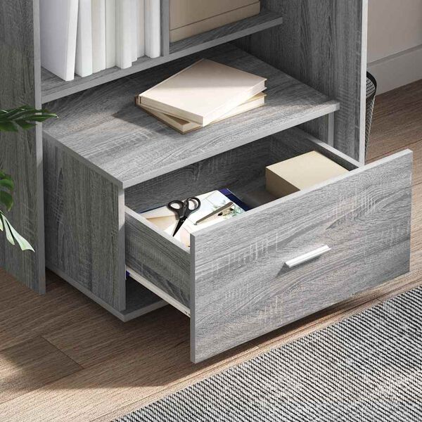 vidaXL Drawer Cabinet with Wheel Grey Sonoma 55 x 45 x 31 cm